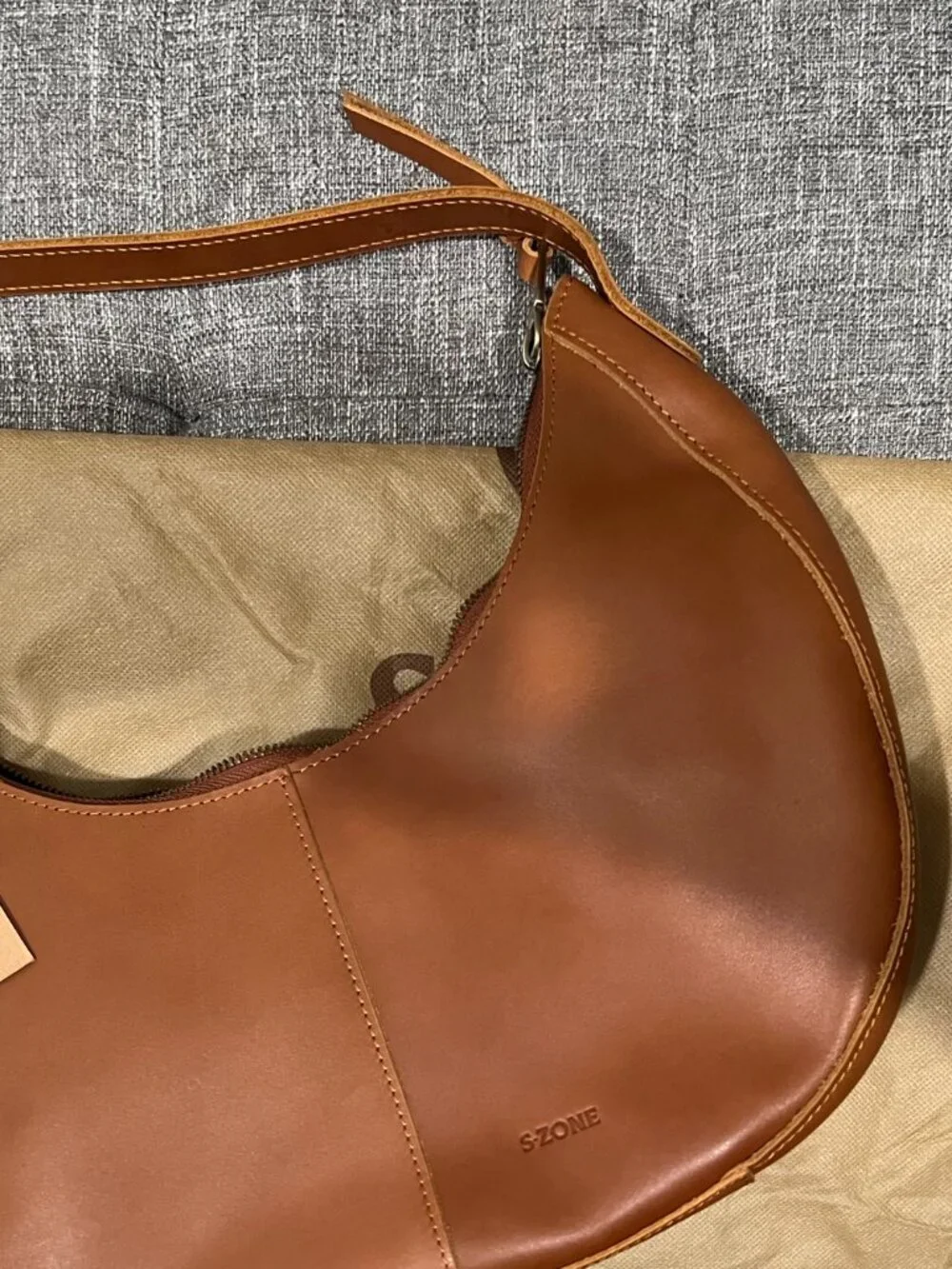 S-ZONE Top Grain Leather Shoulder Bags for Women Hobo Crescent Bag Handbags Purs